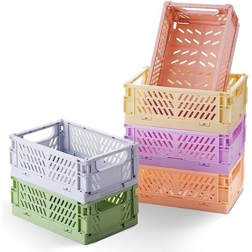 HUUSMOT 6-Pack Collapsible Small Plastic Storage Baskets, 5.9"x3.8"x2.2"