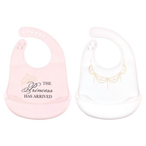 Little Treasure Baby Girl Silicone Bibs 2pk, Princess, One Size