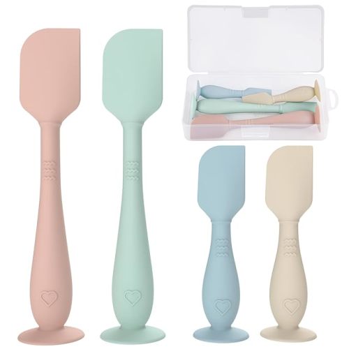 4-Pack Diaper Cream Spatula with Travel Case, Soft Baby Butt Spatula – Silicone Butt Paste Spatula, Convenient Diaper Spatula, Ideal Baby Shower Gift