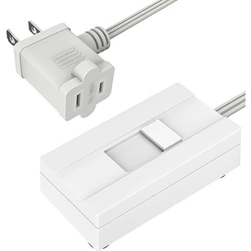 TOPGREENER Table-Top Plug in Dimmer for Table or Floor Lamps, Slide Control, Works with 360 Watt Incandescent/Halogen and 150 Watt Dimmable CFL/LED, Off at Lowest dim, 6ft Cord, TGTTDL300-W, White