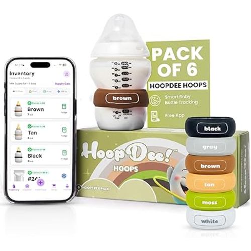 NFC Breast Milk Bands with Free App Integration for Breast Milk Labels & Formula Management, Dishwasher-Safe Silicone, Color-Coded Sets (6 Bands)