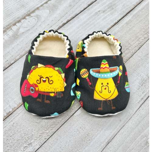 Mexican Food Baby Moccasins, Tacos Baby Booties, Crib Shoes, Baby Shoes, Baby Slippers, Stay on Shoes, Baby Shower Gift