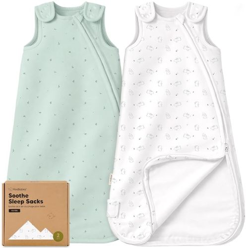 2-Pack Organic Baby Sleep Sacks, 100% Cotton 0.5TOG (Bunnies, 6-18M)