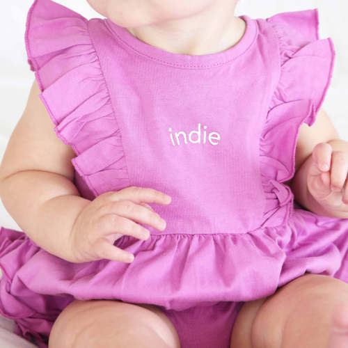 Embroidered Sleeveless Ruffle Bubble Romper