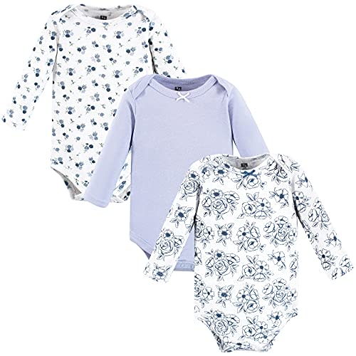 Hudson Baby Baby Girls' Cotton Long-sleeve Bodysuits 3-pack