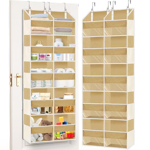 Over the Door Organizer 5 Tiers,Extra Large Behind Door Storage of 10 Compartments,80 lbs Weight Capacity Over the Door Storage, Door Hanging Organizer for Closet, Diaper Organizer (Camel)