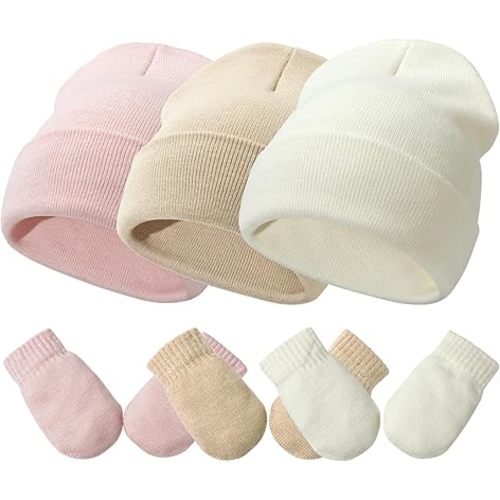 Baby Hats and Mittens Set Infant Toddler Beanie Caps Hospital Hat Set Newborn Gloves for Baby Boys Girls