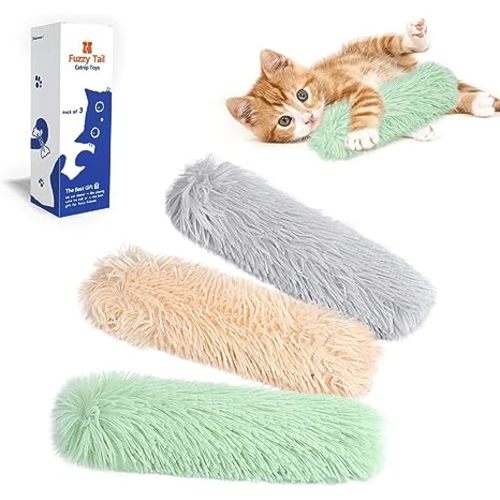 Potaroma Cat Toys Pillows, 3 Pack, Soft and Durable Crinkle Sound with Catnip Inside, Interactive Indoor Kitten Kicker, Promotes Kitty Exercise