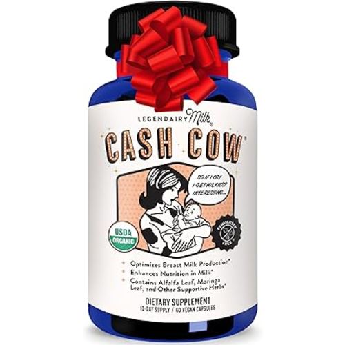 Legendairy Milk Cash Cow Lactation Supplement, Moringa, Alfalfa, and Goat's Rue Breastfeeding Supplement for Milk Supply Increase, Fenugreek-Free, Certified Organic, Vegan, Non-GMO, 60 Capsules