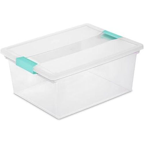 Sterilite 4-Pack Clip Box, Stackable Clear Plastic Bins with Latching Lids, Deep - Writing, Arts or Crafts Supplies Storage Containers for Home, Office, Classroom and Workshop Organization