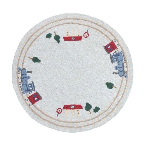 Interactive Play Train Border Wool Rug