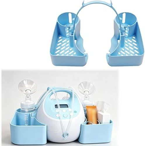 Pump Caddy Organizer Compatible with Spectra S1 S2 – Bottle Holder & Cord Storage Tray, 3D Printed Accessory for Nighttime Nursing (Blue)