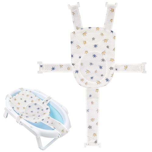 Colorlife Baby Bath Seat Support Net Infant Bathing Seat Support Mat, Adjustable Comfortable Non-Slip Five-Pointed Baby Shower Net Bathtub Sit Up Mesh for Newborn 0-6 Months-Crown(No Bathtub)