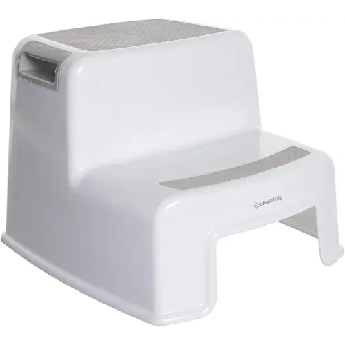 Dreambaby - 2 Up Toddler Step Stool With Non Slip Base, Kids Step Stool for Bathroom, Potty Training and Kitchen, Holds up to 175lbs - Grey & White
