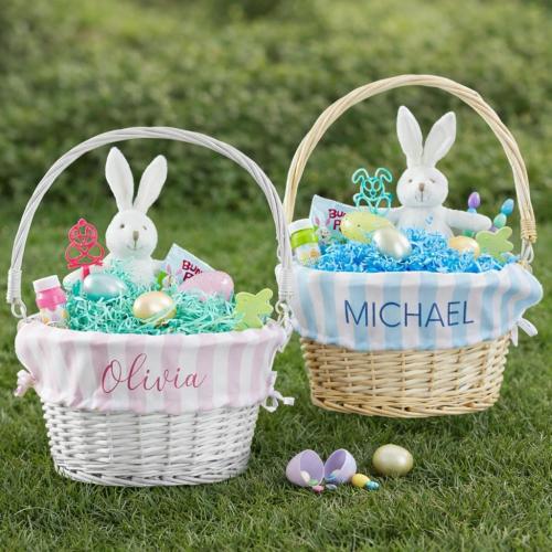 Personalized Kids Easter Basket, Natural Wicker Basket with Custom Name