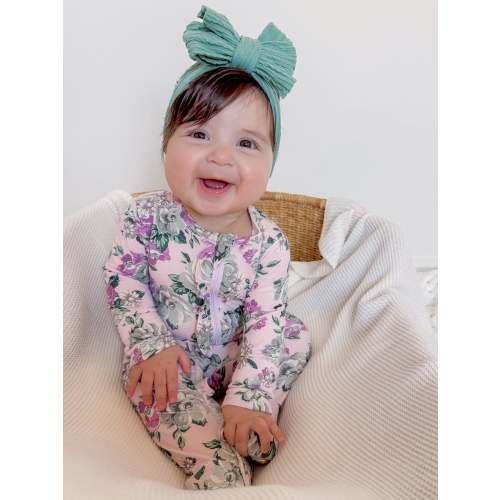2-Way Zip Ruffle Footie, Blissful Blossoms