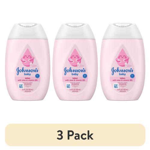 (3 pack) Johnson's Baby Moisturizing Baby Lotion, Coconut Oil & Aloe, 3.4 fl. oz