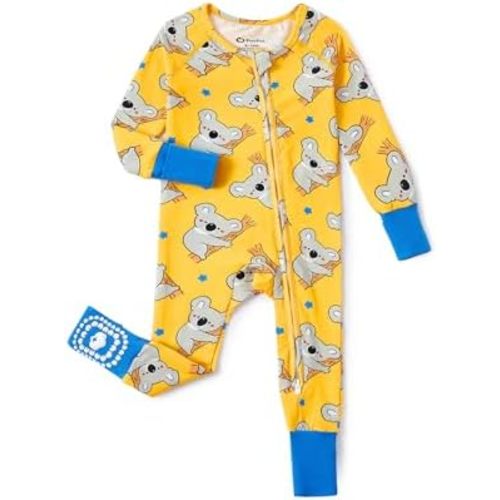 PATPAT Organic Cotton Baby Footie Pajamas with Two-Way Zipper & Fold-Over Mittens, Soft Stretchy Romper for Newborn Boy Girl