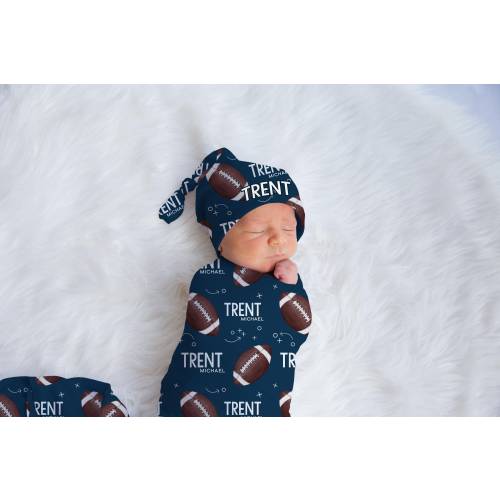 Football Swaddle Set, Football Baby Blanket, Personalized Sports Baby Blanket, Sports Nursery Theme, Football Nursery, Football Baby B43