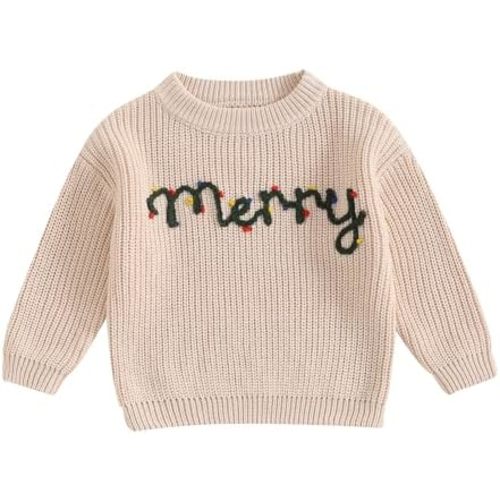 Honganda Infant Baby Girl Boy Christmas Thanksgiving Sweater Long Sleeve Letter Embroidery Pullover Knitwear Fall Outfit