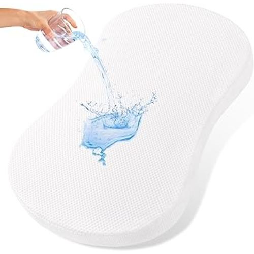 Bassinet Mattress 30x18 Peanut, Baby Waterproof Replacement Pad Compatible with Halo Bassinet, Firm Support Foam Insert with Bamboo Viscose Cover