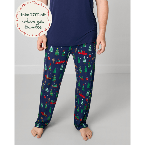 Navy Tree Traffic Men's Pajama Pants | Little Sleepies