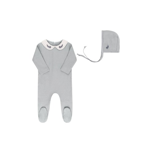 Organic Cotton Embroidered Collar Collection - Footie + Bonnet