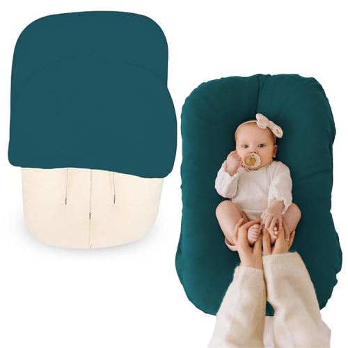 Max&So Baby Lounger Cover Compatible with Snuggle Me – 100% Cotton Slipcover – Soft, Breathable & Skin-Friendly – Newborn Lounger Cover, Jade – Cover Only