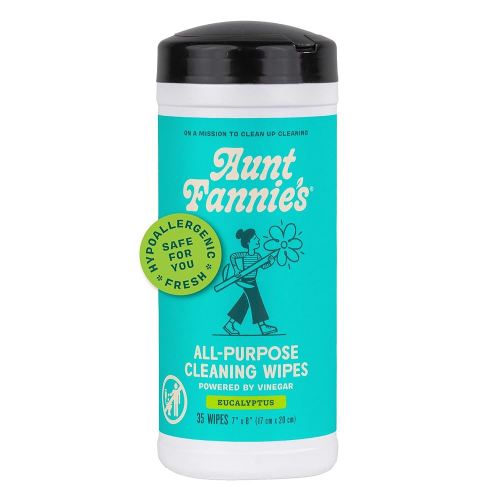 Aunt Fannie's Natural Cleaning Vinegar Wipes, Multipurpose Surface Cleaner, Eucalyptus Scent, 35 Count (Pack of 1)