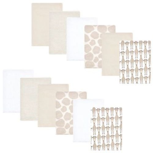 Hudson Baby Cotton Flannel Burp Cloths 12-Pack Bundle, Giraffe, One Size