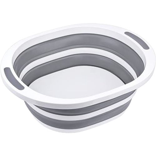 Collapsible Dishpan 7.5L Plastic Sink Dish Basin Cutting Board Foldable Food Tub for BBQ Picnic Camping Portable Washing Dishes Basket Space Saving Gray