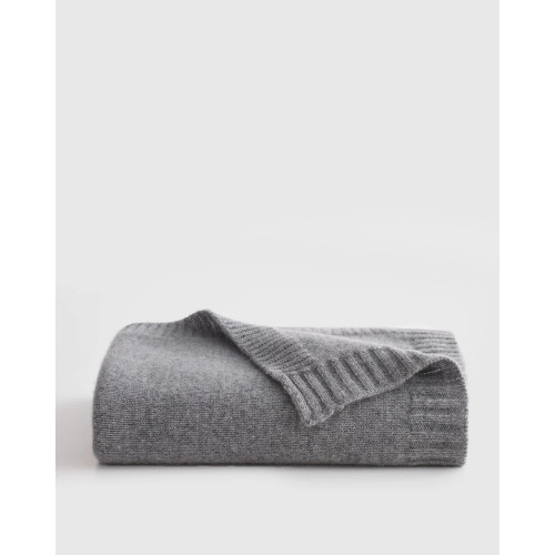 Luxe Knit Cashmere Baby Blanket in Heather Grey