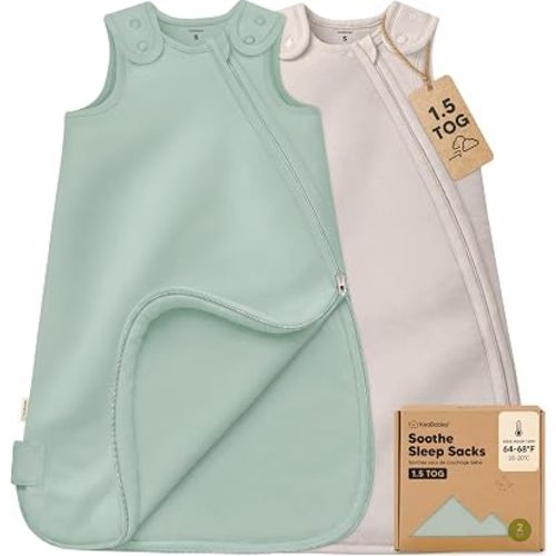 KeaBabies 2-Pack Organic Baby Sleep Sacks, 100% Cotton 1.5TOG (Sage, 0-6M)