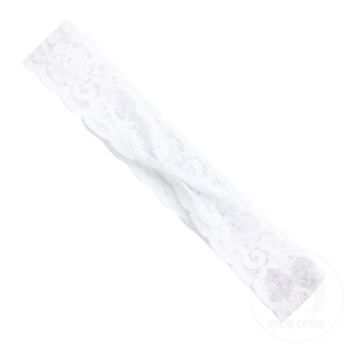 Add-a-Bow Wide Lace Baby Girls Headband - White - WHITE / INFANT (6-24 MONTHS) | Wee Ones Hair Bows & Accessories