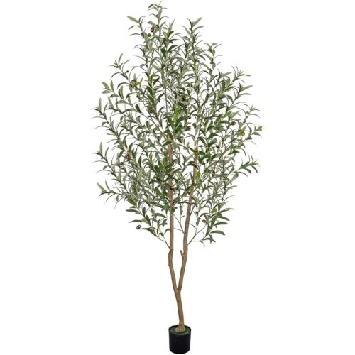Artificial Olive Tree 6FT Tall Faux Olive Tree Artificial Indoor with Natural Wood Trunk and Lifelike Fruits Realistic Black Potted Interior for Home Office Living Room Decor