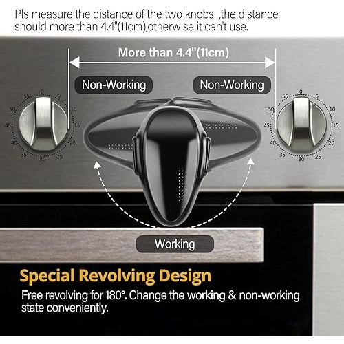 Mom's Choice Gold Awards Winner - EUDEMON 1 Pack Childproof Oven Door Lock, Oven Front Lock Easy to Install & Heat-Resistant Material no Tools Need or Drill (Black)(ONLY for Flat Surface)