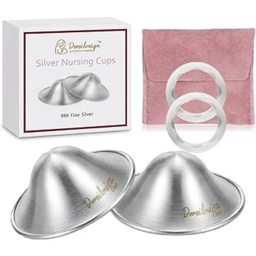 Amazon.com : Dersilveign 999 Original Silver Nursing Cups, Silver Nipple Cover with Silicone Protect Rings for Breastfeeding Essential, Silver Nipple Shield for Nursing Newborn, Metal Nipple Shields, Regular Size : Baby