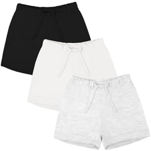 Ruisita 3 Pack Unisex Baby Toddler Cotton Shorts with Drawstring Baby Pull-on Solid Shorts Soft Clothes for Summer Daily