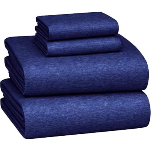 Briarwood Home® Heather Flannel Sheet Set, 100% Natural Cotton, Soft, Warm & Deep Pocket, Advanced Nano-Tech Making it Resistance to Pilling; Brushed 6 Times for Softness (Navy Blue, Twin)
