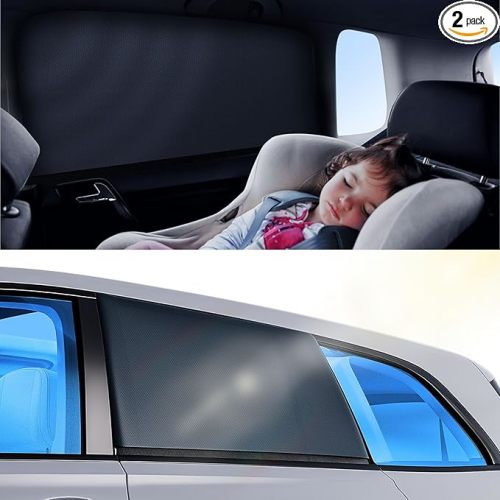 Car Window Shades for Baby, [100% UV Block & Ice-Crystal Cooling] Breathable Car Shade for Back Window Universal Fit for SUV, Sedan, Privacy & Safety (Medium), 2 Pack