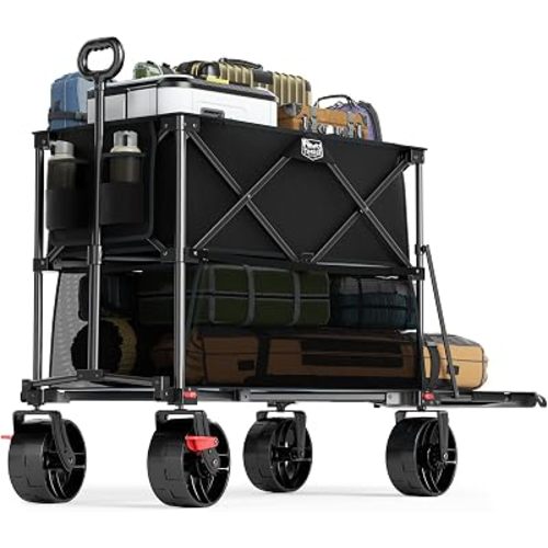 TIMBER RIDGE 400L Folding Double Decker Wagon with Brakes, 54" Extra Long