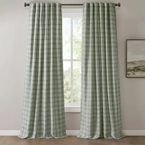 Madison Park Anaheim Woven Plaid Room Darkening Thermal Fleece Lined Single Curtain Panel & Reviews | Wayfair