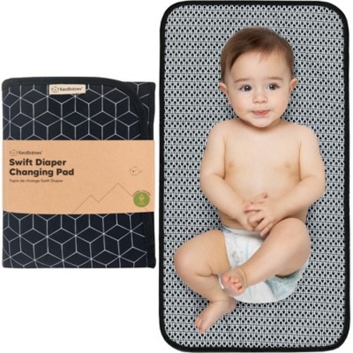 KeaBabies Swift Diaper Changing Pad, Portable Waterproof Diaper Changing Pad for Baby, Travel Changing Pad for Diaper Bag, Color: Black geo