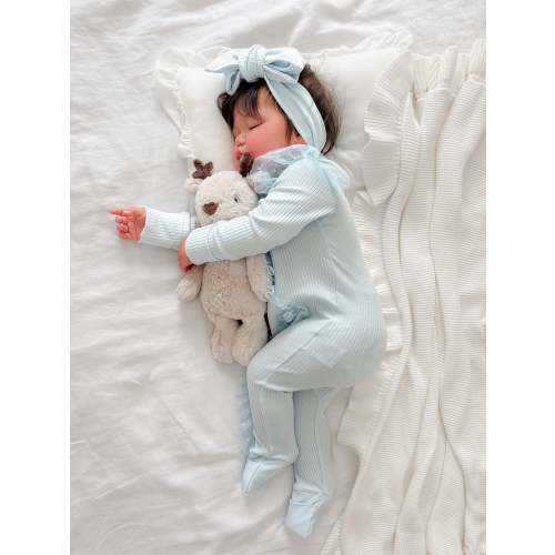 Ribbed Baby Jumpsuit - Forever Loved Zip One Piece - Ice Blue – Before & Ever