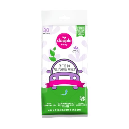 Dapple Baby - All Purpose Wipes, Hint of Lavender - 30 Count | Hypoallergenic & Powered by Plants Cleaning Wipes, Hint of Lavender