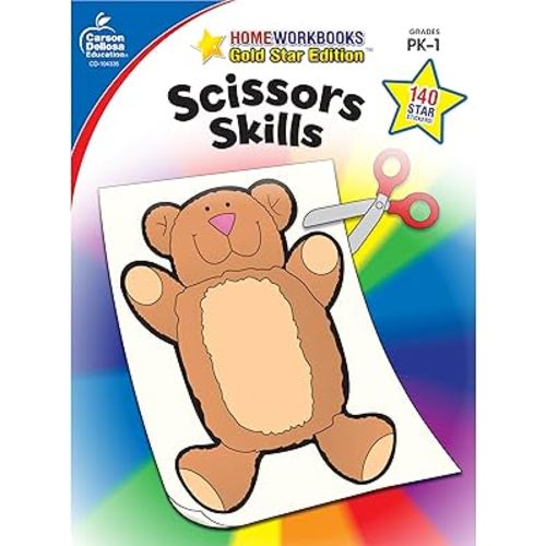 Carson Dellosa Scissor Skills Kids Craft Book, Preschool Workbook With Cut and Paste Toddler Learning Activities for Pre K, Kindergarten and 1st Grade (Volume 17)