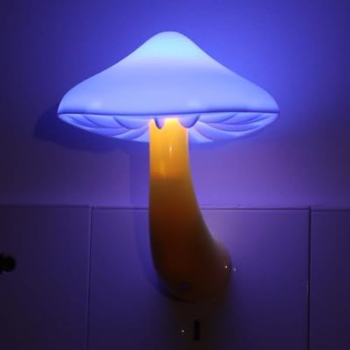 AUSAYE Blue Led Mushroom Night Light,Light Sensor Night Lights