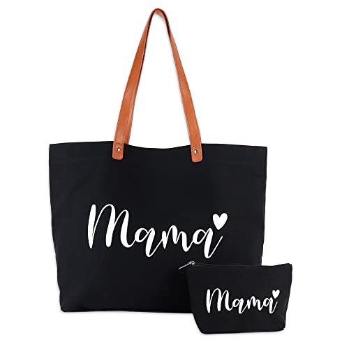 Lamyba New Mom Gifts, Mama Bag Tote for Hospital or Baby Shower, Pregnancy Must Haves, Mom to Be Gift, Black
