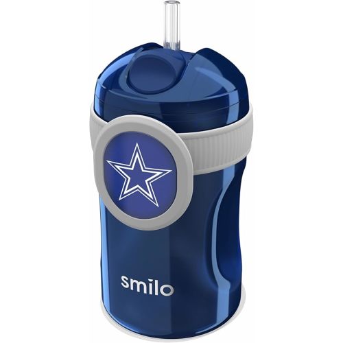 Smilo Straw Cup - Dallas Cowboys Officially Licensed NFL Sippy Cup - Baby and Toddler Cup with Weighted Silicone Straw and 8.5 oz Capacity - BPA-Free