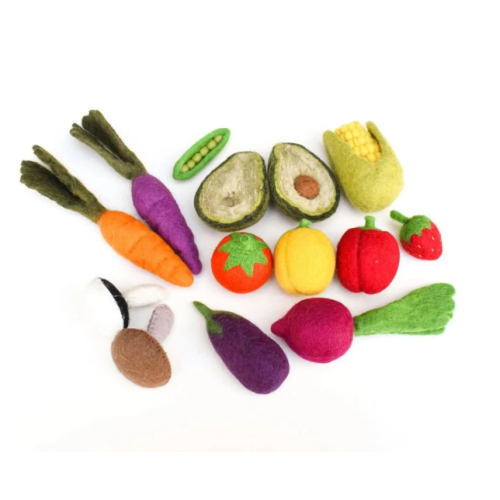 Tara Treasures Felt Vegetables and Fruits Set A (Set of 14 pieces)